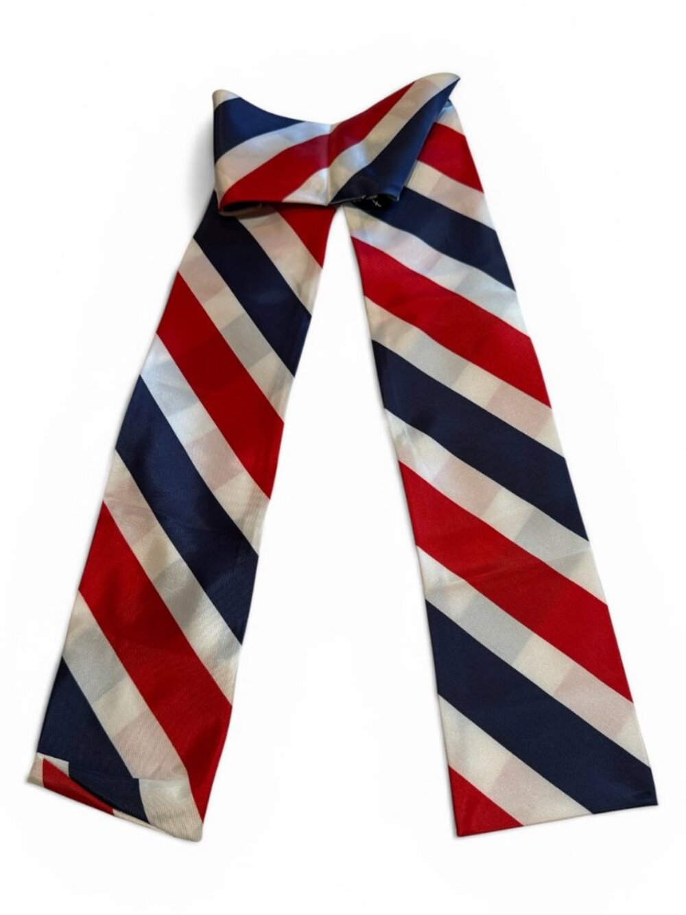 Red, White, and Blue Diagonal Striped Scarf